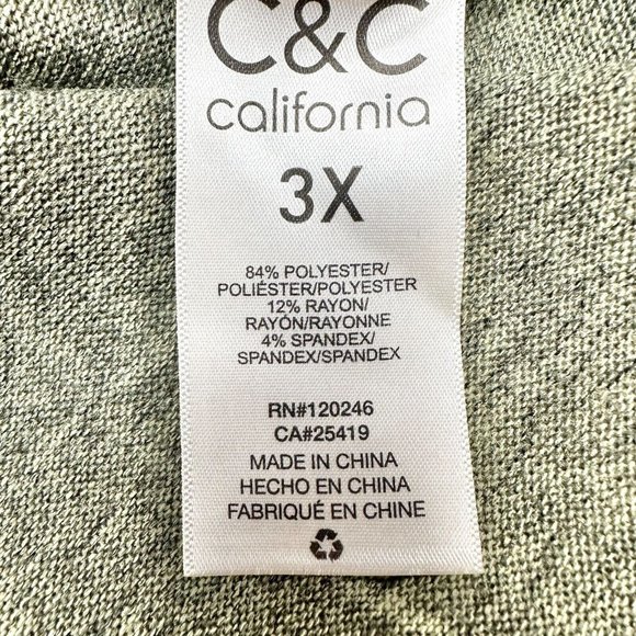 C&C California Sweater Women's 3X Olive Mock Turtleneck Long Sleeve Hi Low Hem L - Picture 8 of 9